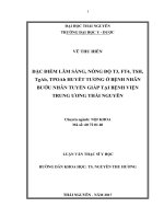 Đặc điểm lâm sàng, nồng độ T3, FT4, TSH, TgAb, TPOAb huyết tương ở bệnh nhân bướu nhân tuyến giáp tại Bệnh viện Trung ương Thái Nguyên (LV thạc sĩ)