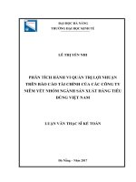 Phân tích hành vi quản trị lợi nhuận trên báo cáo tài chính của các công ty niêm yết nhóm ngành sản xuất hàng tiêu dùng việt nam