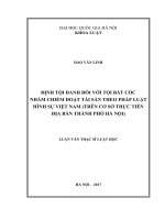 Định tội danh đối với tội bắt cóc nhằm chiếm đoạt tài sản theo pháp luật hình sự việt nam – trên cơ sở thực tiễn địa bàn thành phố hà nội 