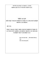 Thực trạng thực hiện trách nhiệm xã hội về an toàn sức khỏe lao động trong các doanh nghiệp việt nam hiện nay