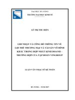 Ghi nhận và công bố thông tin về lợi thế thương mại và tài sản vô hình khác trong hợp nhất kinh doanh   trường hợp của cả tập đoàn vingroup