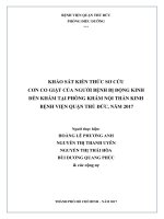 Khảo sát kiến thức sơ cứu cơn co giật của người bệnh bị động kinh