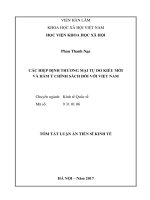 Các hiệp định thương mại tự do kiểu mới và hàm ý chính sách đối với Việt Nam (tt)