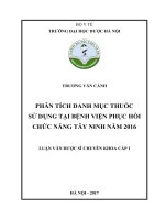 Phân tích danh mục thuốc sử dụng tại bệnh viện phục hồi chức năng tây ninh năm 2016 