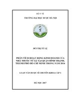 Phân tích hoạt động kinh doanh của nhà thuốc tú lệ tại quận bình thạnh, thành phố hồ chí minh trong năm 2016 