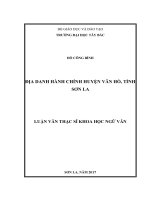Địa danh hành chính huyện vân hồ, tỉnh sơn la 