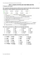 Unit 1 Leisure Time Tiếng anh 8 chương trình mới