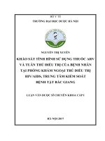 Khảo sát tình hình sử dụng thuốc ARV và tuân thủ điều trị của bệnh nhân tại phòng khám ngoại trú điều trị HIV AIDS, trung tâm kiểm soát bệnh tật bắc giang 