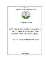 Phân tích hoạt động kinh doanh của công ty trách nhiệm hữu hạn dược phẩm an long khu vực thành phố hồ chí minh năm 2016 