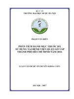 Phân tích danh mục thuốc đã sử dụng tại bệnh viện quận gò vấp thành phố hồ chí minh năm 2016 