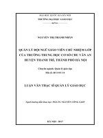 Quản lý đội ngũ giáo viên chủ nhiệm lớp của trường trung học cơ sở chu văn an, huyện thanh trì, thành phố hà nội 