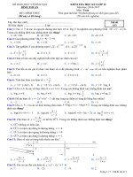 Đề kiểm tra học kì 1 môn toán 12 dạng trắc nghiệm có đáp án