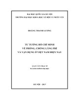 Tư tưởng hồ chí minh về phòng, chống lãng phí và vận dụng ở việt nam hiện nay 