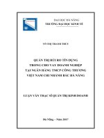 Quản trị rủi ro tín dụng trong cho vay doanh nghiệp tại ngân hàng TMCP công thương việt nam chi nhánh bắc đầ nẵng