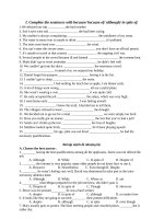 Bài tập mệnh đề nhượng bộ và trạng ngữ chỉ nguyên nhân