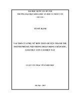 Vai trò của phụ nữ đơn thân huyện thanh trì, thành phố hà nội trong hoạt động chăm sóc, giáo dục con cái hiện nay 