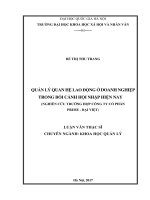 Quản lý quan hệ lao động ở doanh nghiệp trong bối cảnh hội nhập hiện nay (nghiên cứu trường hợp công ty cổ phần prime   đại việt) 
