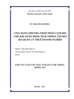 Ứng dụng phương pháp phân cụm mờ cho bài toán phân tích thông tin rủi ro quản lý thuế doanh nghiệp (tt) 