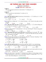 Bài tập trắc nghiệm chương 2 mặt nón, mặt trụ, mặt cầu hình học lớp 12 có đáp án 