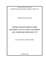 Chính sách bảo hiểm xã hội, bảo hiểm y tế của việt nam trong quá trình hội nhập quốc tế 