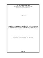 Nghiên cứu giải pháp xử lý nước thải khai thác và chế biến khoáng sản chì, kẽm tại tỉnh bắc kạn 