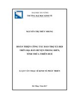 Hoàn thiện công tác bảo trợ xã hội trên địa bàn huyện phong điền, tỉnh thừa thiên huế