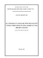 Sự lãnh đạo của đảng bộ tỉnh thái nguyên về phát triển kinh tế công nghiệp từ năm 2005 đến năm 2015 