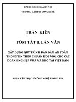 XÂY DỰNG QUY TRÌNH BẢO ĐẢM AN TOÀN THÔNG TIN THEO CHUẨN ISO27001 CHO CÁC DOANH NGHIỆP VỪA VÀ NHỎ TẠI VIỆT NAM (tt)