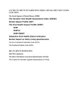 CÁC bộ câu hỏi về sức KHỎE RĂNG MIỆNG LIÊN QUA đến CHẤT LƯỢNG CUỘC SỐNG 