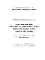 QUYẾT ĐỊNH NHỔ RĂNG TRONG điều TRỊ CHỈNH HÌNH RĂNG mặt TRÊN NGƯỜI TRƯỞNG THÀNH SAI KHỚP cắn ANGLE i 