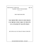 XÁC ĐỊNH TIÊU CHUẨN CHẨN đoán các BỆNH CẢNH y học cổ TRUYỀN của vô SINH nữ NGUYÊN PHÁT 