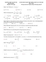 Đề thi thử THPT Quốc gia năm 2018 môn Toán  trường THPT nguyễn du
