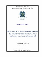Những giải pháp hạn chế rủi ro tín dụng tại Ngân hàng TMCP Đầu tư và Phát triển Việt Nam  Chi nhánh Phú Mỹ (Luận văn thạc sĩ)