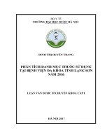 Phân tích danh mục thuốc sử dụng tại bệnh viện đa khoa tỉnh lạng sơn năm 2016 