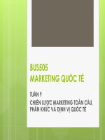 Bài giảng Marketing quốc tế (Th.s Nguyễn Thị Minh Hải)  Tuần 9