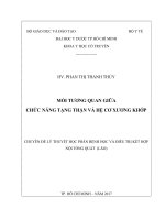 MỐI TƯƠNG QUAN GIỮA CHỨC NĂNG TẠNG THẬN và hệ cơ XƯƠNG KHỚP 