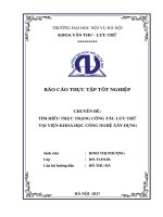 TÌM HIỂU THỰC TRẠNG CÔNG TÁC LƯU TRỮ TẠI VIỆN KHOA HỌC CÔNG NGHỆ XÂY DỰNG