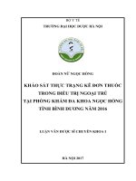 Khảo sát thực trạng kê đơn trong điều trị ngoại trú tại phòng khám đa khoa ngọc hồng tỉnh bình dương năm 2016 