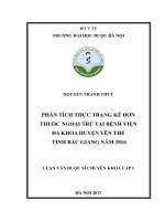 Phân tích thực trạng kê đơn thuốc ngoại trú tại bệnh viện đa khoa huyện yên thế tỉnh bắc giang năm 2016 