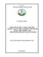Phân tích thực trạng kê đơn thuốc ngoại trú tại bệnh viện quân dân y miền đông   q9 thành phố hồ chí minh năm 2016 