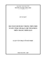 Bài toán đuổi bắt trong trò chơi tuyến tính với hạn chế tích phân trên thang thời gian (Luận văn thạc sĩ)