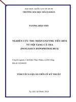 Nghiên cứu, thu nhận hệ enzyme tiêu hóa từ nội tạng cá tra (Pangasius hypophthalmus)