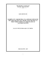 Nghiên cứu ảnh hưởng của chế độ tưới nước đến môi trường đất, bỗ rễ, sinh trưởng và phát triển giống lúa khang dân 18 tại Thái Nguyên (Luận án tiến sĩ)
