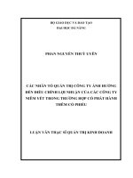 Các nhân tố quản trị công ty ảnh hưởng đến điều chỉnh lợi nhuận của các công ty niêm yết trong trường hớp có phát hành thêm cổ phiếu