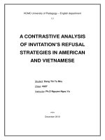 A contrastive analysis of invitation s refusal strategies in american and vietnamese