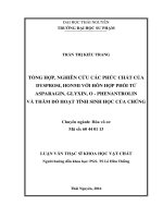 Tổng hợp, nghiên cứu các phức chất của dysprosi, honmi với hỗn hợp phối tử asparagin, glyxin, ophenantrolin và thăm dò hoạt tính sinh học của chúng (Luận văn thạc sĩ)