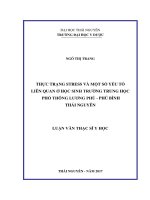 Thực trạng stress và một số yếu tố liên quan ở học sinh trường trung học phổ thông Lương Phú  Phú Bình Thái Nguyên (Luận văn thạc sĩ)