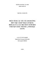 PHÂN TÍCH CÁC YẾU TỐ ẢNH HƯỞNG ĐẾN VIỆC CHẤP NHẬN ÁP DỤNG BIOGAS CỦA CÁC HỘ CHĂN NUÔI HEO Ở HUYỆN CHÂU THÀNH A, TỈNH HẬU GIANG