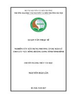 Nghiên cứu xây dựng phương án dự báo lũ cho lưu vực sông hoàng long tỉnh ninh bình 