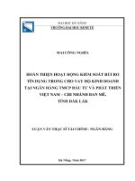 Hoàn thiện hoạt động kiểm soát rủi ro tín dụng trong cho vay hộ kinh doanh tại ngân hàng TM cổ phần đầu tư và phát triển việt nam  chi nhánh ban mê, tỉnh đắk lắk